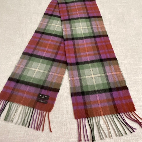 Kiltane 100% Cashmere Plaid Fringed Scarf 9.5”x66” NWOT Made in Scotland - Picture 5 of 10